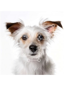 Intra Συλλεκτικό Ξύλινο Παζλ Plywood  4mm - Περίεργος και χαρούμενος λευκός σκύλος με καφέ μπαλώματα Σε Ξύλινο Κουτί - Διαστάσεις: 10x10 cm – 25 κομμάτια