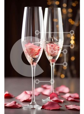 Σετ των 2 Intra Συλλεκτικό Ξύλινο Παζλ Plywood  4mm - Ρομαντικά ποτήρια κρασιού με λευκό κρασί και κηροπήγια Σε Ξύλινο Κουτί - Διαστάσεις: 10x10 cm – 25 κομμάτια