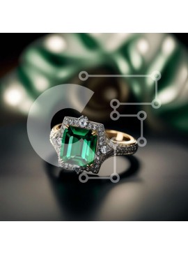 Σετ των 2 Intra Συλλεκτικό Ξύλινο Παζλ Plywood  4mm - Εκπληκτικό δαχτυλίδι από σμαράγδι και διαμάντια σε κομψό μαύρο φόντο Σε Ξύλινο Κουτί - Διαστάσεις: 10x10 cm – 25 κομμάτια