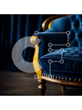 Intra Συλλεκτικό Ξύλινο Παζλ Plywood  4mm - Πολυτελής μπλε βελούδινη πολυθρόνα με χρυσές πινελιές Σε Ξύλινο Κουτί - Διαστάσεις Puzzle: 10x10 cm – 25 κομμάτια