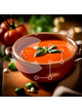 Σετ των 2 Intra Συλλεκτικό Ξύλινο Παζλ Plywood  4mm - Νόστιμη σούπα ντομάτας με φρέσκο ​​βασιλικό Σε Ξύλινο Κουτί - Διαστάσεις: 10x10 cm – 25 κομμάτια