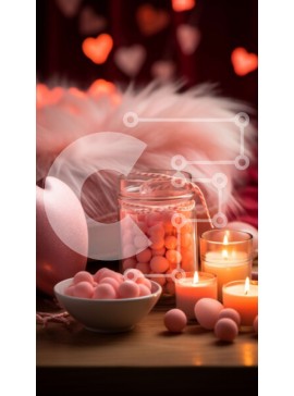 Intra Συλλεκτικό Ξύλινο Παζλ Plywood  4mm - Ρομαντική εικόνα ενός σετ τραπεζιού με ροζ κεριά και καραμέλα Σε Ξύλινο Κουτί - Διαστάσεις Puzzle: 10x10 cm – 25 κομμάτια