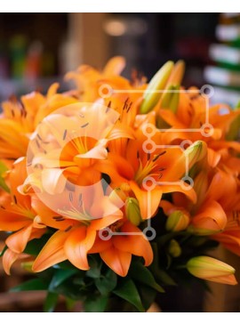 Σετ των 2 Intra Συλλεκτικό Ξύλινο Παζλ Plywood  4mm - Βάζο με φρέσκα λουλούδια πορτοκαλιού στο τραπέζι Σε Ξύλινο Κουτί - Διαστάσεις: 10x10 cm – 25 κομμάτια