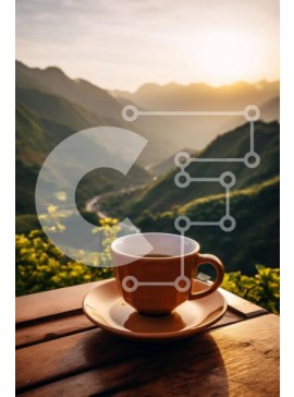 Σετ των 2 Intra Συλλεκτικό Ξύλινο Παζλ Plywood  4mm - Φλιτζάνι καφέ με θέα στο βουνό Σε Ξύλινο Κουτί - Διαστάσεις: 10x10 cm – 25 κομμάτια