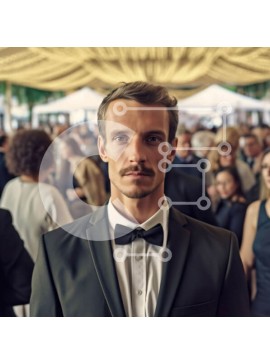 Intra Συλλεκτικό Ξύλινο Παζλ Plywood  4mm - Άνδρας με σμόκιν με σοβαρή έκφραση σε επίσημη εκδήλωση Σε Ξύλινο Κουτί - Διαστάσεις Puzzle: 10x10 cm – 25 κομμάτια