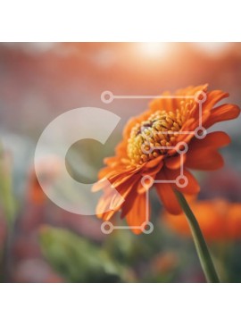 Intra Συλλεκτικό Ξύλινο Παζλ Plywood  4mm - Κοντινή όψη ενός ανθισμένου πορτοκαλιού λουλουδιού Σε Ξύλινο Κουτί - Διαστάσεις: 10x10 cm – 25 κομμάτια