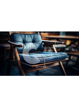 Intra Συλλεκτικό Ξύλινο Παζλ Plywood  4mm - Μοντέρνα Ξύλινη Καρέκλα με Μπλε Μαξιλάρι Σε Ξύλινο Κουτί - Διαστάσεις Puzzle: 10x10 cm – 25 κομμάτια