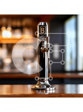 Σετ των 2 Intra Συλλεκτικό Ξύλινο Παζλ Plywood  4mm - Μαύρη και ασημένια βρύση μπύρας σε τραπέζι δρυός Σε Ξύλινο Κουτί - Διαστάσεις: 10x10 cm – 25 κομμάτια