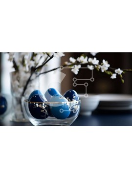 Intra Συλλεκτικό Ξύλινο Παζλ Plywood  4mm - Διακόσμηση πασχαλινών τραπεζιών με μπλε αυγά και λευκά λουλούδια Σε Ξύλινο Κουτί - Διαστάσεις Puzzle: 10x10 cm – 25 κομμάτια