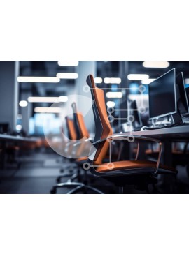 Intra Συλλεκτικό Ξύλινο Παζλ Plywood  4mm - Χώρος γραφείου με πορτοκαλί καρέκλες και γραφεία υπολογιστών Σε Ξύλινο Κουτί - Διαστάσεις Puzzle: 10x10 cm – 25 κομμάτια