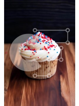 Σετ των 2 Intra Συλλεκτικό Ξύλινο Παζλ Plywood  4mm - Cupcake 4ης Ιουλίου με κόκκινα, λευκά και μπλε πασπαλίσματα Σε Ξύλινο Κουτί - Διαστάσεις: 10x10 cm – 25 κομμάτια