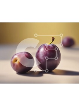 Σετ των 2 Intra Συλλεκτικό Ξύλινο Παζλ Plywood  4mm - Ώριμα και άγουρα δαμάσκηνα σε ένα τραπέζι Σε Ξύλινο Κουτί - Διαστάσεις: 10x10 cm – 25 κομμάτια