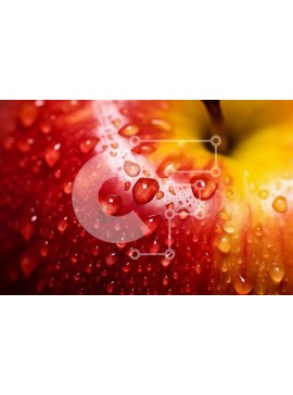 Σετ των 2 Intra Συλλεκτικό Ξύλινο Παζλ Plywood  4mm - Όμορφη κοντινή λήψη ενός μήλου με σταγονίδια νερού Σε Ξύλινο Κουτί - Διαστάσεις: 10x10 cm – 25 κομμάτια