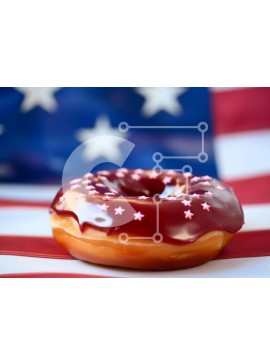 Σετ των 2 Intra Συλλεκτικό Ξύλινο Παζλ Plywood  4mm - Πατριωτικό ντόνατ αμερικανικής σημαίας Σε Ξύλινο Κουτί - Διαστάσεις: 10x10 cm – 25 κομμάτια