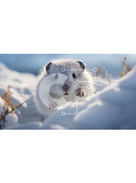 Intra Συλλεκτικό Ξύλινο Παζλ Plywood  4mm - Αξιολάτρευτη εικόνα ενός λευκού χάμστερ σε μια χιονισμένη σκηνή Σε Ξύλινο Κουτί - Διαστάσεις: 10x10 cm – 25 κομμάτια