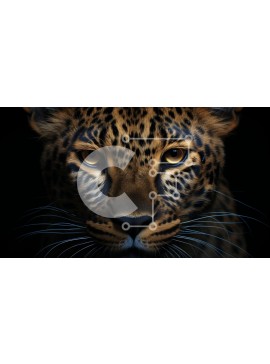 Intra Συλλεκτικό Ξύλινο Παζλ Plywood  4mm - Κοντινό πλάνο του προσώπου της λεοπάρδαλης Σε Ξύλινο Κουτί - Διαστάσεις: 10x10 cm – 25 κομμάτια