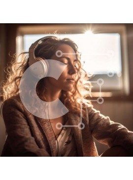 Intra Συλλεκτικό Ξύλινο Παζλ Plywood  4mm - Γυναίκα που απολαμβάνει τη μουσική με το φως του ήλιου μέσα από το παράθυρο Σε Ξύλινο Κουτί - Διαστάσεις Puzzle: 10x10 cm – 25 κομμάτια