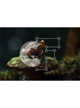 Σετ των 2 Intra Συλλεκτικό Ξύλινο Παζλ Plywood  4mm - Αξιολάτρευτη εικόνα του μικρού καφέ βάτραχου στο μανιτάρι Σε Ξύλινο Κουτί - Διαστάσεις: 10x10 cm – 25 κομμάτια