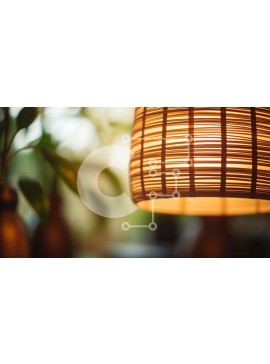 Intra Συλλεκτικό Ξύλινο Παζλ Plywood  4mm - Κοντινό πλάνο κρεμαστό φωτιστικό μπαμπού με ζεστό φως Σε Ξύλινο Κουτί - Διαστάσεις Puzzle: 10x10 cm – 25 κομμάτια