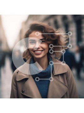 Intra Συλλεκτικό Ξύλινο Παζλ Plywood  4mm - Όμορφη εικόνα μιας χαμογελαστής νεαρής γυναίκας σε έναν πολυσύχναστο δρόμο της πόλης Σε Ξύλινο Κουτί - Διαστάσεις Puzzle: 10x10 cm – 25 κομμάτια