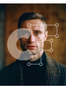 Intra Συλλεκτικό Ξύλινο Παζλ Plywood  4mm - Σοβαρό πορτρέτο ενός άνδρα με καφέ παλτό και μαύρο ζιβάγκο Σε Ξύλινο Κουτί - Διαστάσεις Puzzle: 10x10 cm – 25 κομμάτια