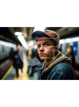 Intra Συλλεκτικό Ξύλινο Παζλ Plywood  4mm - Πορτρέτο νεαρού άνδρα που στέκεται στην πλατφόρμα του μετρό Σε Ξύλινο Κουτί - Διαστάσεις Puzzle: 10x10 cm – 25 κομμάτια