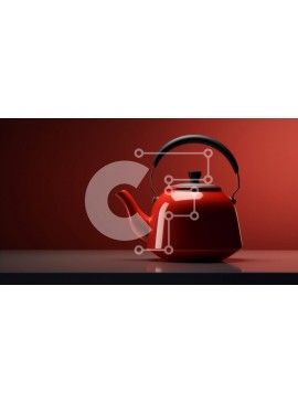 Intra Συλλεκτικό Ξύλινο Παζλ Plywood  4mm - Κόκκινο βραστήρα σε μαύρη επιφάνεια Σε Ξύλινο Κουτί - Διαστάσεις Puzzle: 10x10 cm – 25 κομμάτια