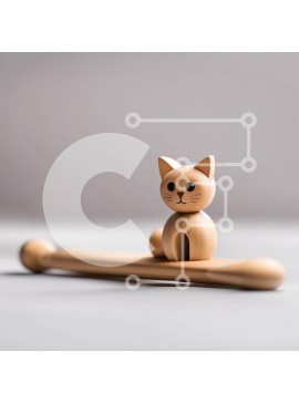Intra Συλλεκτικό Ξύλινο Παζλ Plywood  4mm - Αξιολάτρευτο ξύλινο παιχνίδι γάτας με μπάλα Σε Ξύλινο Κουτί - Διαστάσεις: 10x10 cm – 25 κομμάτια