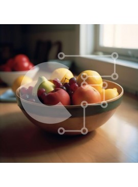 Σετ των 2 Intra Συλλεκτικό Ξύλινο Παζλ Plywood  4mm - Μπολ με φρέσκα φρούτα σε ξύλινο τραπέζι με φόντο παράθυρο Σε Ξύλινο Κουτί - Διαστάσεις: 10x10 cm – 25 κομμάτια