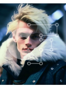 Intra Συλλεκτικό Ξύλινο Παζλ Plywood  4mm - Σοβαρός νεαρός άνδρας με σακάκι με γούνα Σε Ξύλινο Κουτί - Διαστάσεις Puzzle: 10x10 cm – 25 κομμάτια