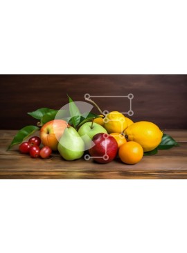 Σετ των 2 Intra Συλλεκτικό Ξύλινο Παζλ Plywood  4mm - Σύνθεση με φρέσκα φρούτα σε ρουστίκ ξύλινο τραπέζι Σε Ξύλινο Κουτί - Διαστάσεις: 10x10 cm – 25 κομμάτια