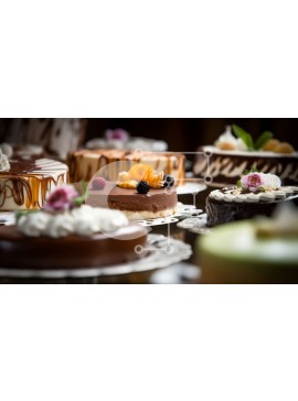 Σετ των 2 Intra Συλλεκτικό Ξύλινο Παζλ Plywood  4mm - Νόστιμα επιδόρπια σε ένα τραπέζι με παγωτό, φρούτα και άλλα γαρνιτούρα Σε Ξύλινο Κουτί - Διαστάσεις: 10x10 cm – 25 κομμάτια