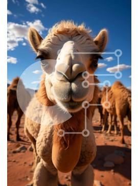 Σετ των 2 Intra Συλλεκτικό Ξύλινο Παζλ Plywood  4mm - Σαγηνευτική κοντινή πλάνο του προσώπου μιας καμήλας με περίεργη έκφραση Σε Ξύλινο Κουτί - Διαστάσεις: 10x10 cm – 25 κομμάτια