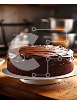 Σετ των 2 Intra Συλλεκτικό Ξύλινο Παζλ Plywood  4mm - Λαχταριστό κέικ σοκολάτας σε λευκό πιάτο με συσκευές κουζίνας Σε Ξύλινο Κουτί - Διαστάσεις: 10x10 cm – 25 κομμάτια