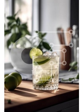 Σετ των 2 Intra Συλλεκτικό Ξύλινο Παζλ Plywood  4mm - Κοντινή εικόνα ενός δροσιστικού κοκτέιλ βότκας Σε Ξύλινο Κουτί - Διαστάσεις: 10x10 cm – 25 κομμάτια