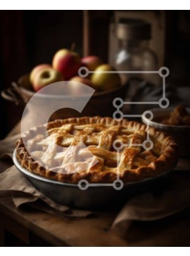 Σετ των 2 Intra Συλλεκτικό Ξύλινο Παζλ Plywood  4mm - Νόστιμη εικόνα από φρεσκοψημένη μηλόπιτα με παγωτό βανίλια Σε Ξύλινο Κουτί - Διαστάσεις: 10x10 cm – 25 κομμάτια