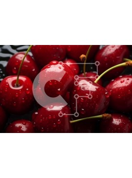 Σετ των 2 Intra Συλλεκτικό Ξύλινο Παζλ Plywood  4mm - Ομάδα κόκκινων κερασιών με σταγονίδια νερού Σε Ξύλινο Κουτί - Διαστάσεις: 10x10 cm – 25 κομμάτια