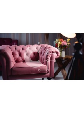 Intra Συλλεκτικό Ξύλινο Παζλ Plywood  4mm - Ροζ πολυθρόνα με φλοράλ σύνθεση στο τραπέζι Σε Ξύλινο Κουτί - Διαστάσεις Puzzle: 10x10 cm – 25 κομμάτια