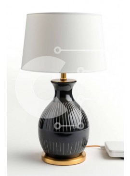 Intra Συλλεκτικό Ξύλινο Παζλ Plywood  4mm - Μινιμαλιστικό ασπρόμαυρο επιτραπέζιο φωτιστικό με λευκή απόχρωση Σε Ξύλινο Κουτί - Διαστάσεις Puzzle: 10x10 cm – 25 κομμάτια