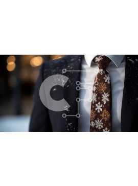 Intra Συλλεκτικό Ξύλινο Παζλ Plywood  4mm - Άνδρας με κοστούμι και γραβάτα με νιφάδες χιονιού να πέφτουν Σε Ξύλινο Κουτί - Διαστάσεις Puzzle: 10x10 cm – 25 κομμάτια