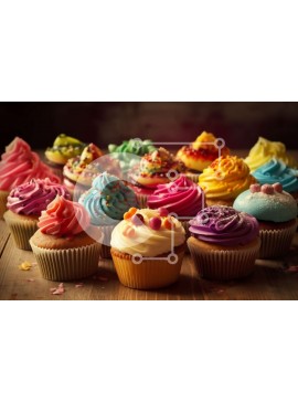 Σετ των 2 Intra Συλλεκτικό Ξύλινο Παζλ Plywood  4mm - Λαχταριστά cupcakes με διαφορετικές γεύσεις σε ξύλινο τραπέζι Σε Ξύλινο Κουτί - Διαστάσεις: 10x10 cm – 25 κομμάτια