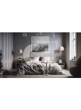 Intra Συλλεκτικό Ξύλινο Παζλ Plywood  4mm - Όμορφο γκρι υπνοδωμάτιο με μεγάλο κρεβάτι και δύο παράθυρα Σε Ξύλινο Κουτί - Διαστάσεις Puzzle: 10x10 cm – 25 κομμάτια