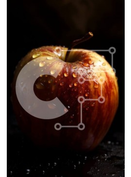 Σετ των 2 Intra Συλλεκτικό Ξύλινο Παζλ Plywood  4mm - Φρέσκο ​​μήλο με τα σταγονίδια νερού - φωτογραφία υψηλής ποιότητας Σε Ξύλινο Κουτί - Διαστάσεις: 10x10 cm – 25 κομμάτια