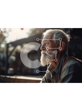 Intra Συλλεκτικό Ξύλινο Παζλ Plywood  4mm - Πορτρέτο ενός ηλικιωμένου σε έναν πάγκο σε ένα όμορφο αγροτικό τοπίο Σε Ξύλινο Κουτί - Διαστάσεις Puzzle: 10x10 cm – 25 κομμάτια