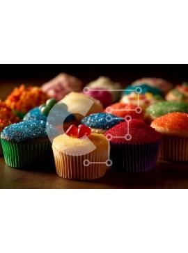 Σετ των 2 Intra Συλλεκτικό Ξύλινο Παζλ Plywood  4mm - Πολύχρωμα cupcakes σε ξύλινο τραπέζι Σε Ξύλινο Κουτί - Διαστάσεις: 10x10 cm – 25 κομμάτια