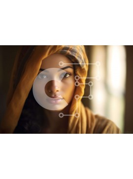 Intra Συλλεκτικό Ξύλινο Παζλ Plywood  4mm - Πορτρέτο μιας γυναίκας που φορά ένα κίτρινο κασκόλ και κοιτάζει την κάμερα Σε Ξύλινο Κουτί - Διαστάσεις Puzzle: 10x10 cm – 25 κομμάτια