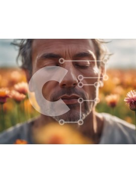 Intra Συλλεκτικό Ξύλινο Παζλ Plywood  4mm - Άτομο που στέκεται στο πεδίο των λουλουδιών Σε Ξύλινο Κουτί - Διαστάσεις: 10x10 cm – 25 κομμάτια