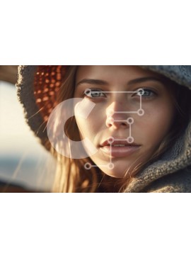 Intra Συλλεκτικό Ξύλινο Παζλ Plywood  4mm - Σοβαρή νεαρή γυναίκα που φοράει κουκούλα Σε Ξύλινο Κουτί - Διαστάσεις Puzzle: 10x10 cm – 25 κομμάτια