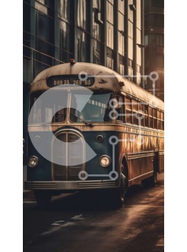 Intra Συλλεκτικό Ξύλινο Παζλ Plywood  4mm - Vintage λεωφορείο στο ηλιοβασίλεμα - αστική συγκοινωνία Σε Ξύλινο Κουτί - Διαστάσεις Puzzle: 10x10 cm – 25 κομμάτια