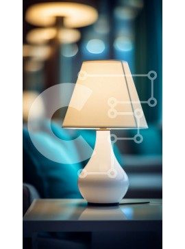 Intra Συλλεκτικό Ξύλινο Παζλ Plywood  4mm - Λευκό φωτιστικό στο τραπέζι με μπλε μαξιλάρια Σε Ξύλινο Κουτί - Διαστάσεις Puzzle: 10x10 cm – 25 κομμάτια